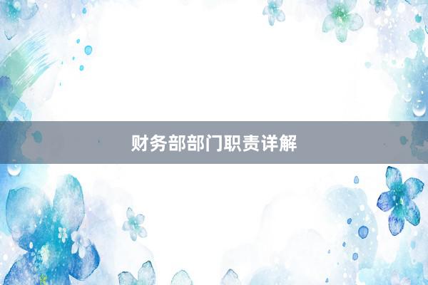 财务部部门职责详解